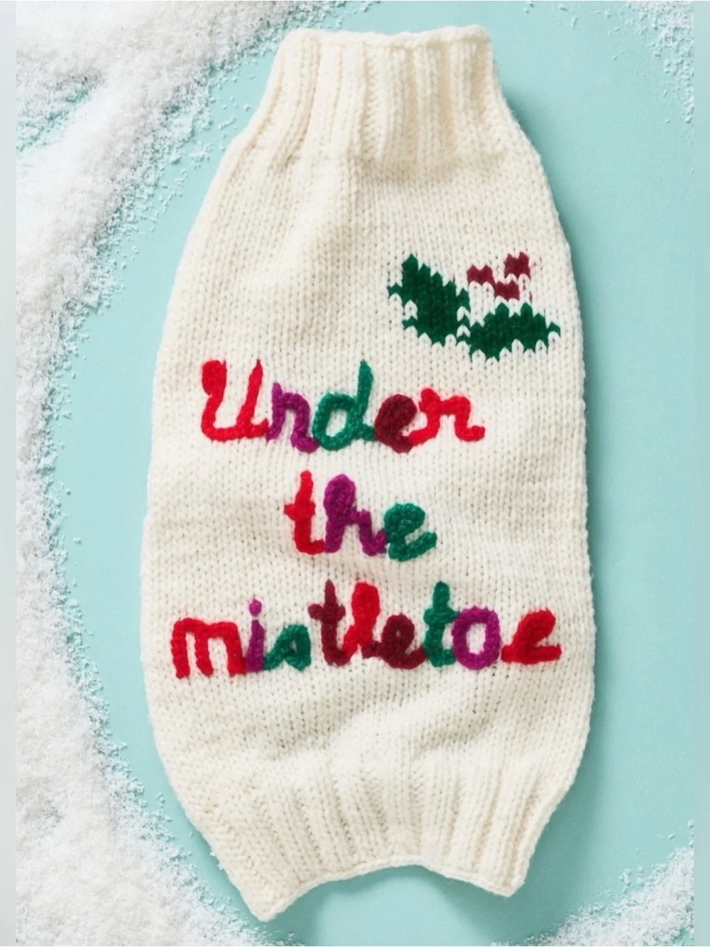 Anthropologie Chilly Dog “Under the Mistletoe” Hand Knit Dog Sweater Holiday